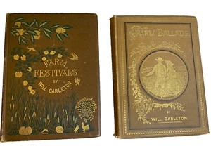 Antique Victorian Ornate Embossed Gilded FARM FESTIVALS + BALLARDS BOOK CARLETON - Picture 1 of 24