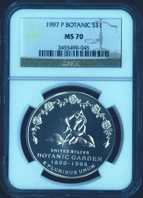 1997 P BOTANIC Garden Commemorative Silver Dollar Coin $1 NGC MS70 - Image 1 of 2
