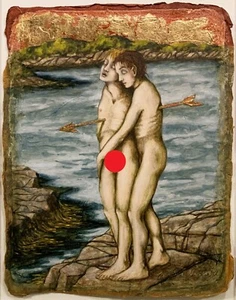 TABITHA VEVERS 20-21st c. American PAINTING Wounded Lovers SECULAR ICONS 1992 - Picture 1 of 6