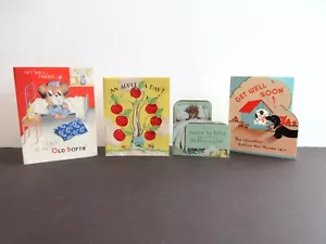 Lot of 4 Vintage Get Well Cards Used and signed No Envelopes - Picture 1 of 13