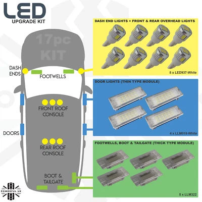LED Full Interior Light Kit for Range Rover L322 Vogue 17pc 2002-2012 lamp bulb - Image 1 of 4