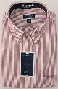 New Club Room Performance Regular Fit Red White Stripe Dress Shirt XXL 18 34/35 - Picture 1 of 2
