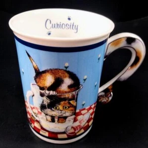 Tazze per gatti comiche "CURIOSITÀ" Danbury in perfette condizioni Gary Patterson tazza tazza in porcellana - Foto 1 di 10