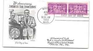 1953 75th Anniversary American Bar Association FDC - Scott #1022 - Bild 1 von 2