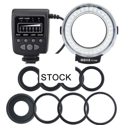 Meike FC100 LED Macro Ring Flash Light for Canon Nikon Pentax Olympus Camera - Image 1 of 4