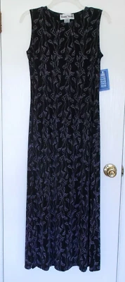 Vestido Ronni Nicole by Ouida Negro Talla 8 Patrón Floral Maxi Largo Nuevo con Etiquetas Años 90 Foto 1 de 4