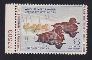US RW27 $3 Duck Hunting Mint Plate # Single VF-XF OG NH SCV $95 - Picture 1 of 2