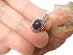 Small Red Garnet Sterling Silver 925 Gemstone Pendant - Picture 1 of 5