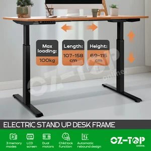 Sit Stand Desk Frame Electric Standing Desk Dual Motor Height Adjustable Black - Picture 1 of 12