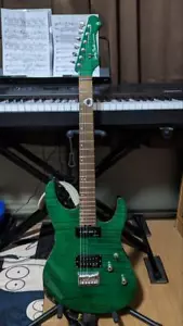 Electric Guitar Harley Benton HP42 Green Flamed Top with Soft Case - Picture 1 of 5