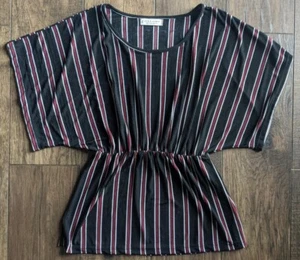 Blusa elástica Jon & Anna contemporánea para mujer a rayas negra y vino talla grande - Imagen 1 de 12