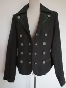 Janker ALMSACH Trachten Jacke 44 (Et.46) Leinen Leder schwarz braun wie NEU /A - Bild 1 von 11