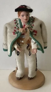 Vintage Spoldzielna polnische Hochzeit Mann Volkskunst Figur Puppe Handarbeit 5 1/2" - Bild 1 von 4