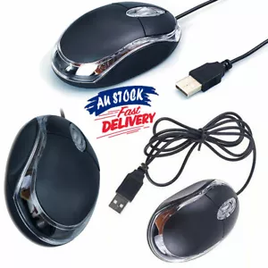Wired Mouse Mouse For PC Laptop Computer Wheel-Black USB Optical Wired Scroll - Picture 1 of 10