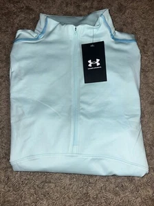 NEW Women's Under Armour Train Cold Weather 1/2 Zip Teal Blue Pullover Medium - Picture 1 of 7