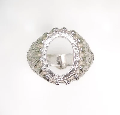 Mens Oval Cabochon Eagle Shank Donello Ring Setting Sterling Silver - Image 1 of 3