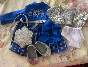 American Girl Muñeca Estrella Copo de Nieve Vestido Cartera Zapatos + Original Chaleco Ropa Interior Arcos LEER - Imagen 1 de 7