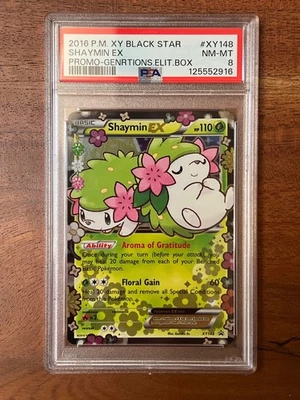 JCC Pokémon Generaciones XY - SHAYMIN EX Elite Promo #XY148 - PSA Grado 8 (2016) Foto 1 de 3