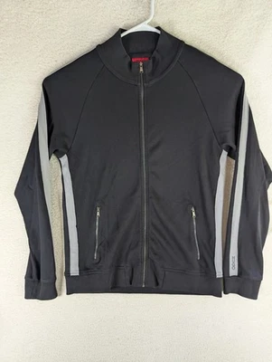 Chaqueta deportiva Hugo Boss para hombre XL negra cremallera completa gris a rayas manga larga cuello Foto 1 de 4