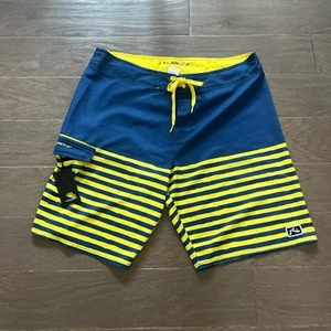 Rusty Surfing Board Shorts Yellow/Blue Y2K Size 36” - Picture 1 of 5