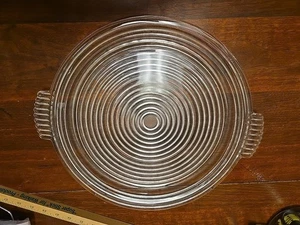 Vintage Anchor Hocking 14" Manhattan Depression Clear Glass Handled Platter VGC - Picture 1 of 7