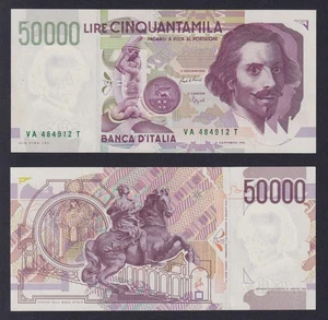 Italy 50000 Livres Bernini 2° Type 1992 P 116a Variant Numbers Verdi Fds / UNC - Picture 1 of 1