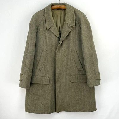John Brocklehurst Keepers Tweed Overcoat Mens 46 Wool Raglan Field Coat Trench - Image 1 of 4