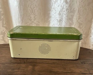 Vintage Distressed 1940’s Vented Tin Bread Storage Box 12” x 5 1/2” USA ~ D2 - Picture 1 of 18