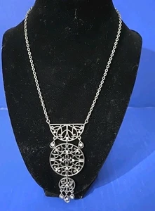 Gwen Stefani Silver & Rhinestones 3 Tier Necklace - Picture 1 of 5
