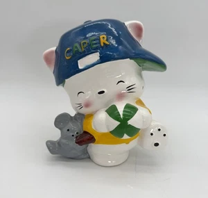 Vintage 1980s Sanrio Japan Caper Cat Character 7” Ceramic Piggy Coin Bank RARE - Picture 1 of 5