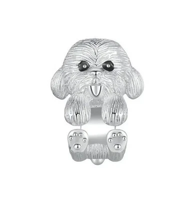Charm Perle Hund Welpe 925 Silber Niedlich - Anhänger für Armband - Bild 1 von 2