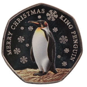 MONEDA DE 50 PENIQUES 2024 PINGÜINO DE LAS ISLAS MALVINAS COLOR (#8647) - Imagen 1 de 2