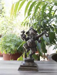 10.5 Inches Bronze Ganesha Statue Figurine Hand Carved Ganesha Dancing Position - Picture 1 of 7