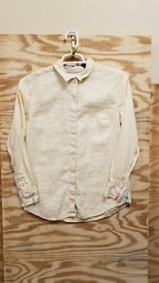 Tommy Bahama Women's Shirt Size Medium Button up Long Sleeve Stripe yellow white — 第 1/4 张图片