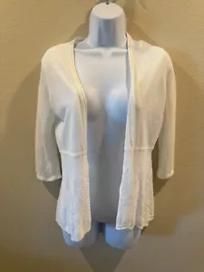 CARDIGAN STYLE & CO PETITE SMALL PS crema manica a 3/4 maglia aperta acrilico nuovo senza etichette - Foto 1 di 7