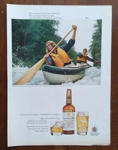 1968 Canadian Club Blended Whiskey White Water Canoeing Photo Vintage Print Ad - Picture 1 of 4