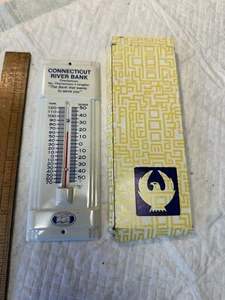 Vintage Tin Wall Thermometer Connecticut River Bank Morco New Old Stock in Box - Picture 1 of 7
