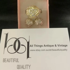 Sterling 925 Silver Spiraled Rose Bloom Flower Modernist Band Ring & Earrings - Bild 1 von 9