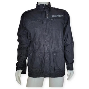 Troy Lee Designs Waxed Cotton Multi Pocket Moto Biker Jacket Black Sz M/L - Picture 1 of 8