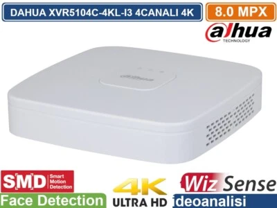 DAHUA DVR 4 CANALI 8MP SMART PRO SERIES AI 1U WIZSENSE PENTA-BRID 4K UHD 5IN1. - Immagine 1 di 3