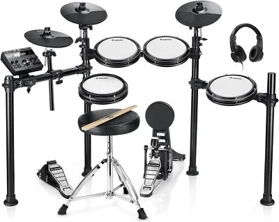 Donner DED-200 Electric Drum Kit Set Quiet Mesh Pads Dual Zone Snare With Throne - Image 1 of 4