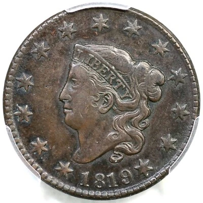 1819 N-4 R-3 PCGS VF 30 Sm Date Matron or Coronet Head Large Cent Coin 1c - Image 1 of 3
