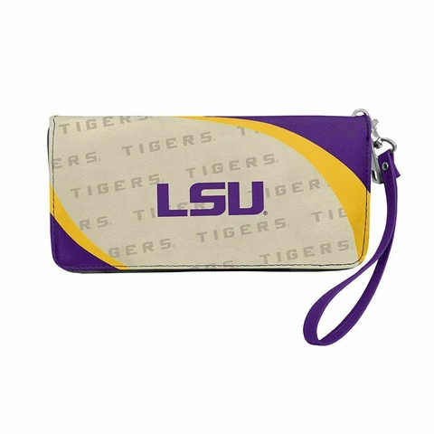 NEW! LOUISIANA STATE LSU TIGERS "CURVE" ZIP ORGANIZER WALLET WRISTLET LICENSED Cover