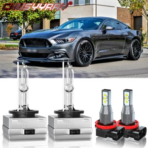 For Ford Mustang 2008-2017 D3S + H11 HID Xenon Headlight LED Fog Light Bulbs Kit - Picture 1 of 12