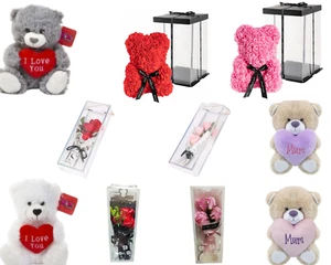 Weicher Teddybär Geschenkset 25 cm I Love You weiß grau & rot Valentinstag Freundin - Bild 1 von 34