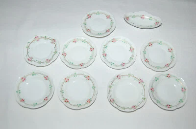 dinette ancienne en porcelaine pour  poupée porcelaine , guirlande de fleurs - Photo 1/2