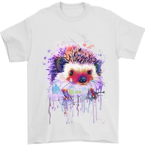 Hedgehog Watercolour Mens T-Shirt 100% Cotton - Picture 1 of 2