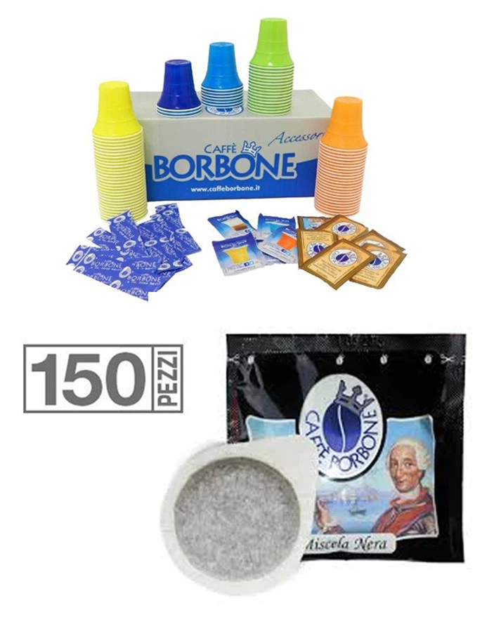 150 CIALDE CAFFE' BORBONE MISCELA NERA NERO ESE 44 MM CON KIT ACCESSORI SC0 - Immagine 1 di 1