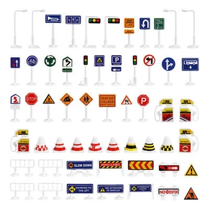 Construction Building Sign Toy Mini Street Road Signs For Kids Traffic DIY Model - Picture 1 of 12