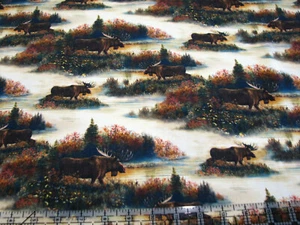3 Yards Digital Cotton Fabric - QT Fabrics J Hansel Moose Country - Picture 1 of 1